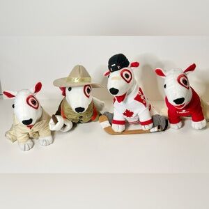 Bullseye Target Dog Plush Lot of 4 All Edition 1 Camping  Hockey Red & Khaki